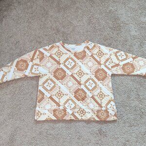 3/4 Sleeve Quilted Crew Neck Top | Land's End